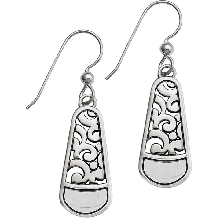 Brighton Catania French Wire Earrings featuring a swirled two-tone silver and brushed gold design.
