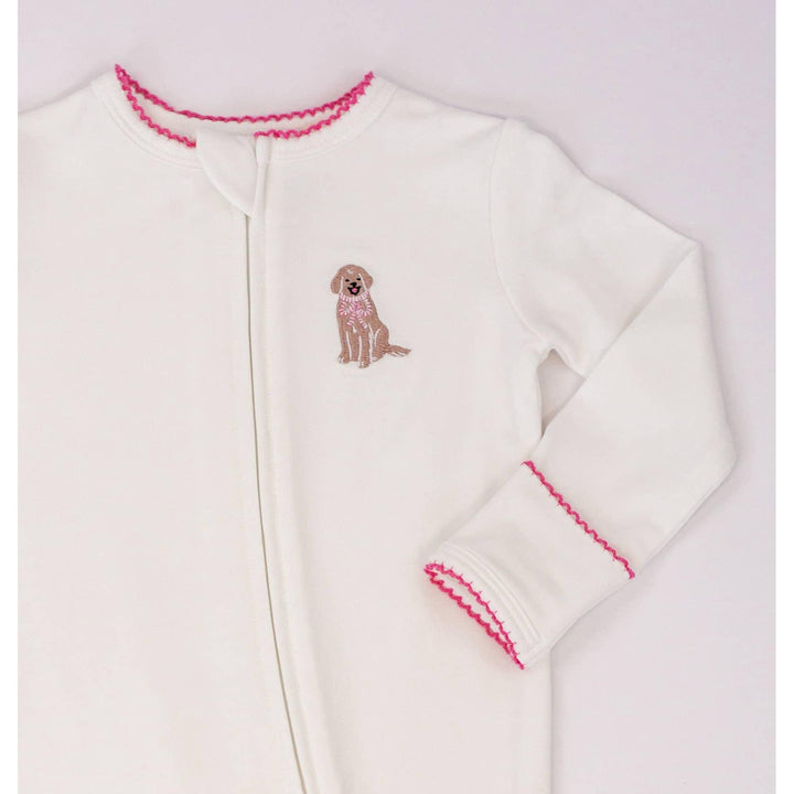 Pip Embroidered Zip Romper -Puppy Chic