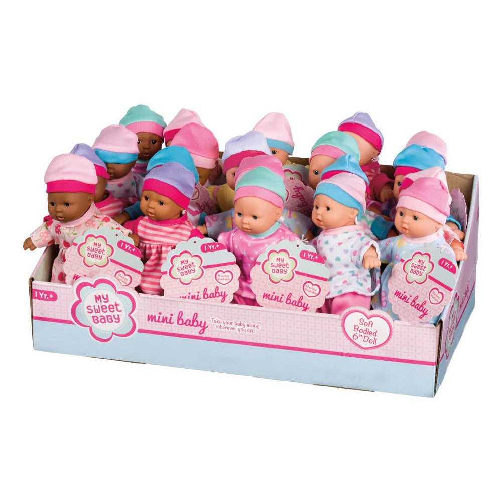 My Sweet Baby 6" Mini Babies-Asst Skin Tones Doll