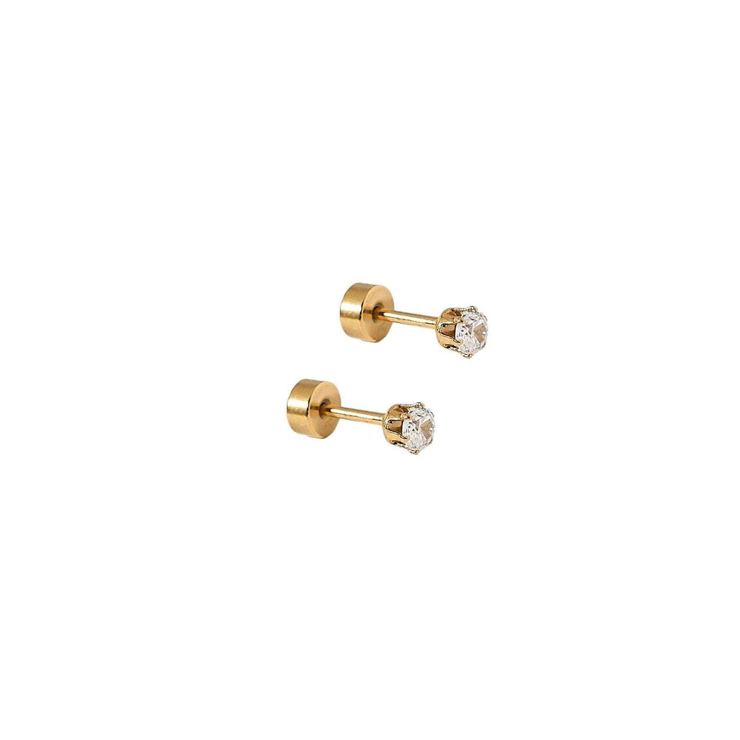 Screwback Stud Earrings - Micro Helen Gold