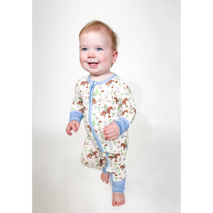 Saddle Up, Cowboy Toile  - LS Convertible Zip PJs