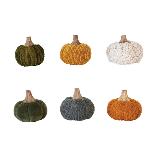 Boucle Velvet Pumpkin w Wood Stem