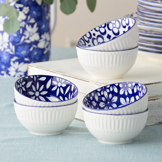 Madison Blue & White Porcelain Snack & Dessert Bowl by Certified International