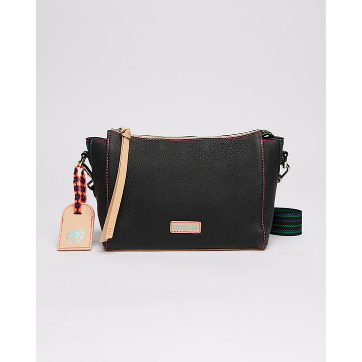 Consuela Cyndi City Bag in black pebble leather with detachable crossbody strap