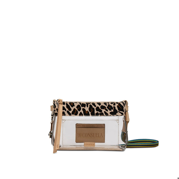 Shop the Consuela Clear Midtown Crossbody in Sophie! This stadium-approved bag features a transparent body and vibrant ConsuelaCloth™ trim for game day flair.