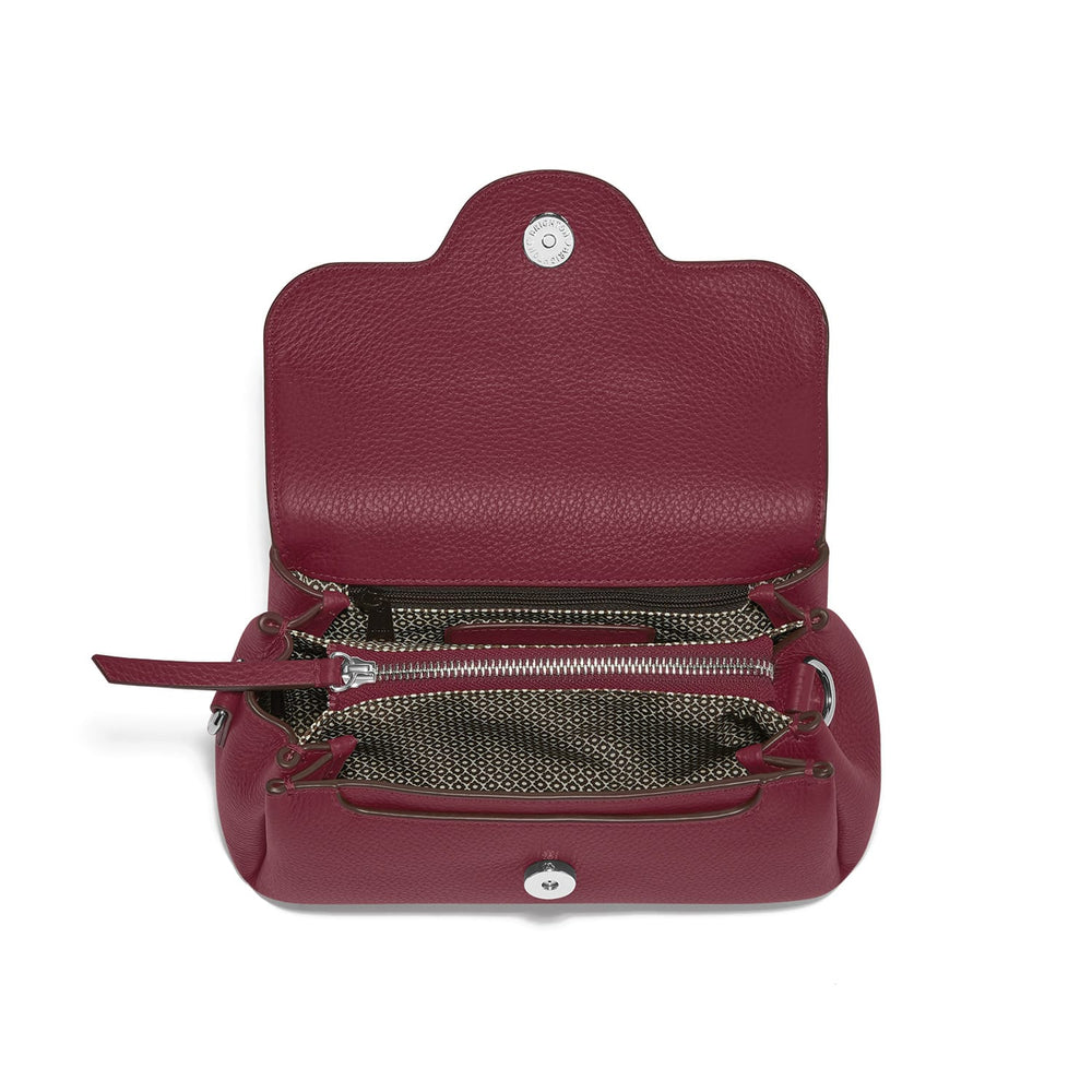 Brighton Milana Sangria leather flap bag detail