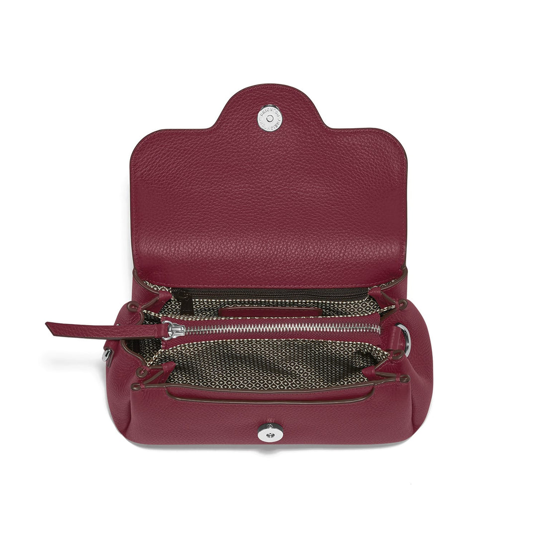 Brighton Milana Sangria leather flap bag detail