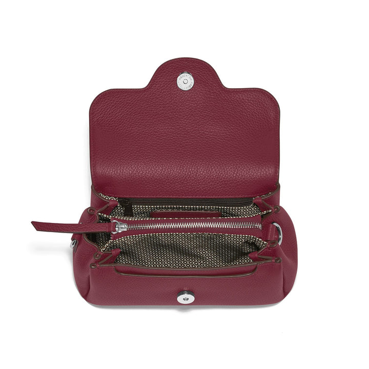 Brighton Milana Sangria leather flap bag detail