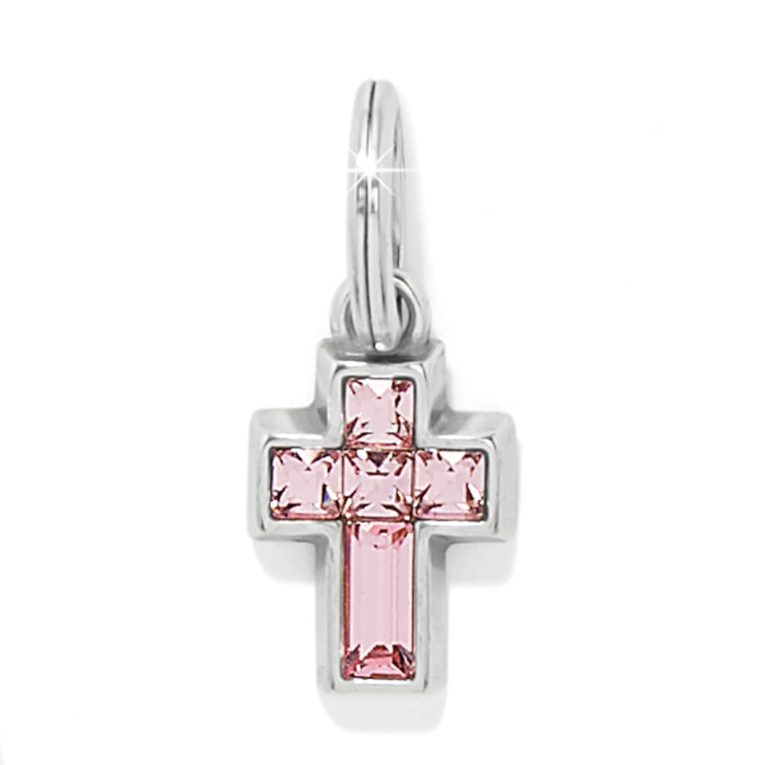 Brighton - Crystal Cross Charm - Silver-Light Rose