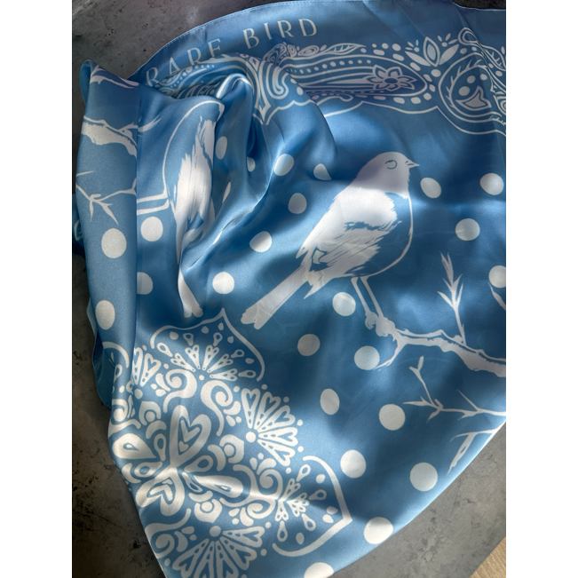 A Rare bird Blue Rare Bird Original Silk Rayon Wild Rag