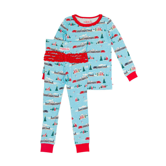 Toddler Girls Winter Express Bamboo Viscose Ruffle Long Sleeve Pajama Set