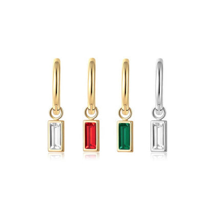 Huggie Charm Earrings - Edith Clear Gold