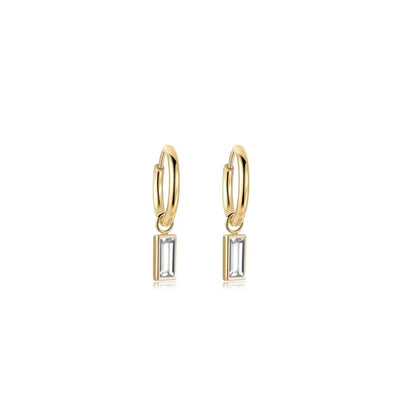 Huggie Charm Earrings - Edith Clear Gold