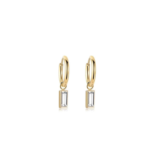 Huggie Charm Earrings - Edith Clear Gold