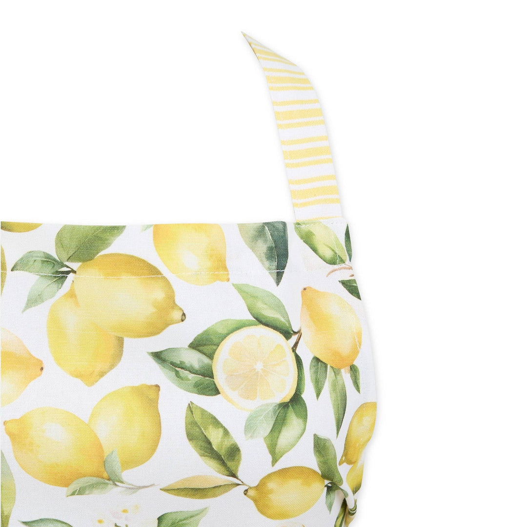 Lemon Grove Printed Apron with yellow citrus pattern and side pockets