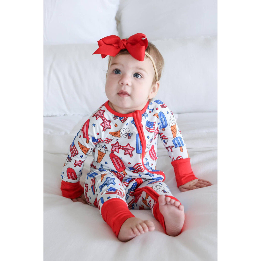 Convertible Zip Romper | Red, White &amp; Cool