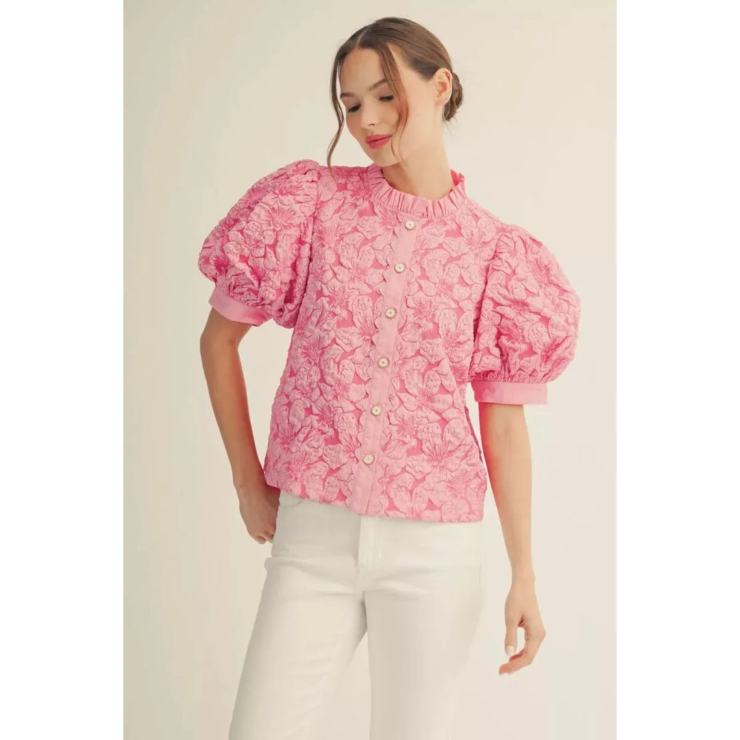 The Rosalie Button-Down Jacquard Top