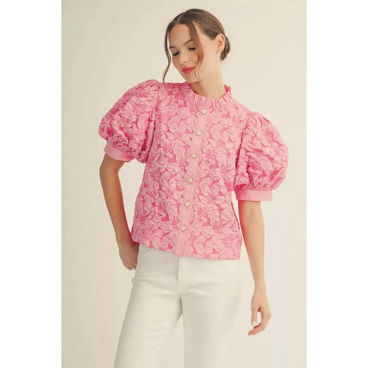 The Rosalie Button-Down Jacquard Top