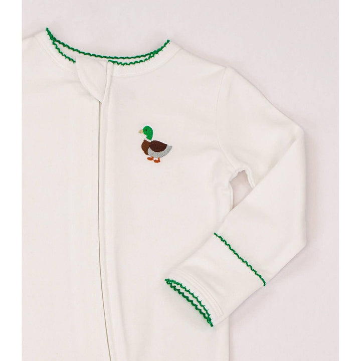 Pip Embroidered Zip Romper -Mallards