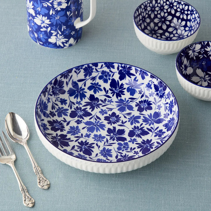 Madison Blue &amp; White Porcelain Large Serving Bowl (12") by Certified International