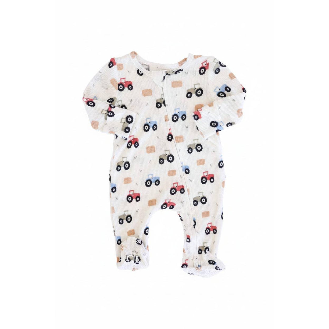 Little Farmer Bamboo Waffle Zipper Footie