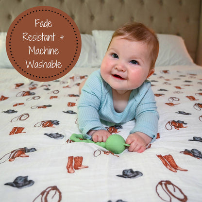Life Is Better In Boots Western Baby Muslin Swaddle Blanket