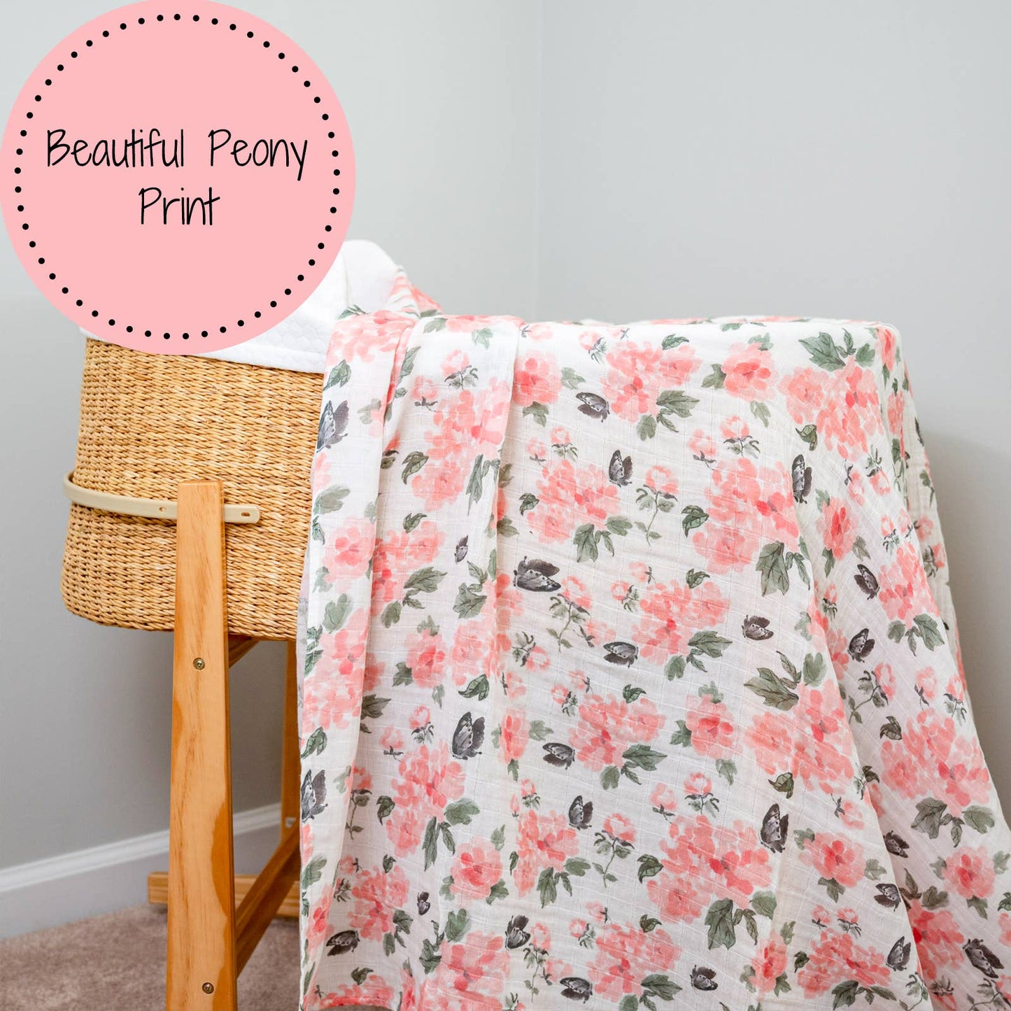 Pretty in Peony Baby Muslin Swaddle Blanket