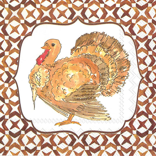 RB Turkey Thanksgiving Paper Cocktail Napkins Pack of 20