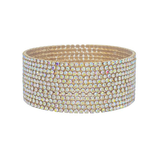 AB Crystal and Gold Thin Stretch Bracelet