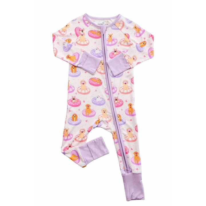 Convertible Zip Romper | Poolside Pups Pink