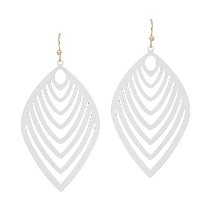 White Color Coated Leaf 2" Earring