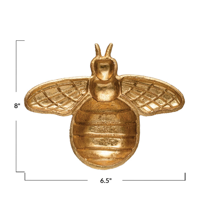 Creative Co-Op Gold Cast Iron Bee Trinket Dish