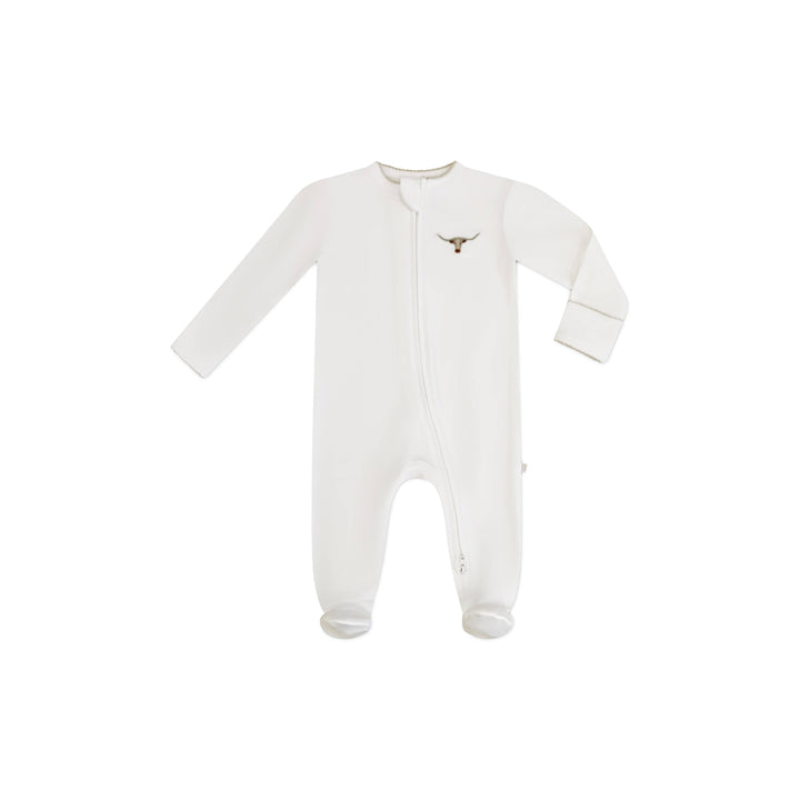 Pip Embroidered Zip Romper -Longhorns