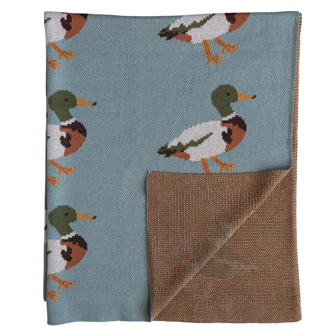 Cotton Knit Baby Blanket w/ Ducks, Multi Color