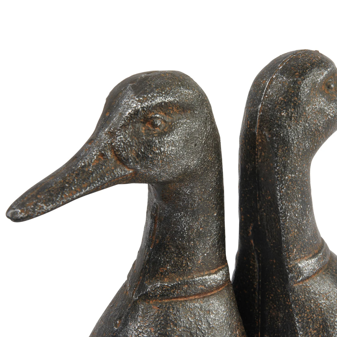 Creative Co-Op Cast Iron Duck Head Bookends - Distressed Black (Set of 2)