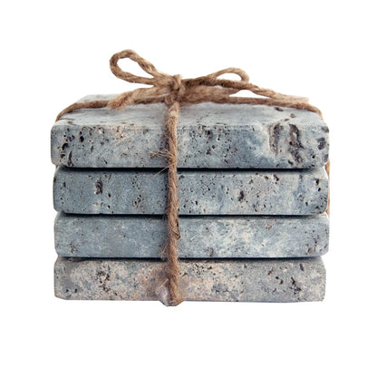 Square Travertine Coasters, Set of 4