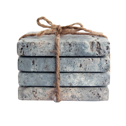 Square Travertine Coasters, Set of 4