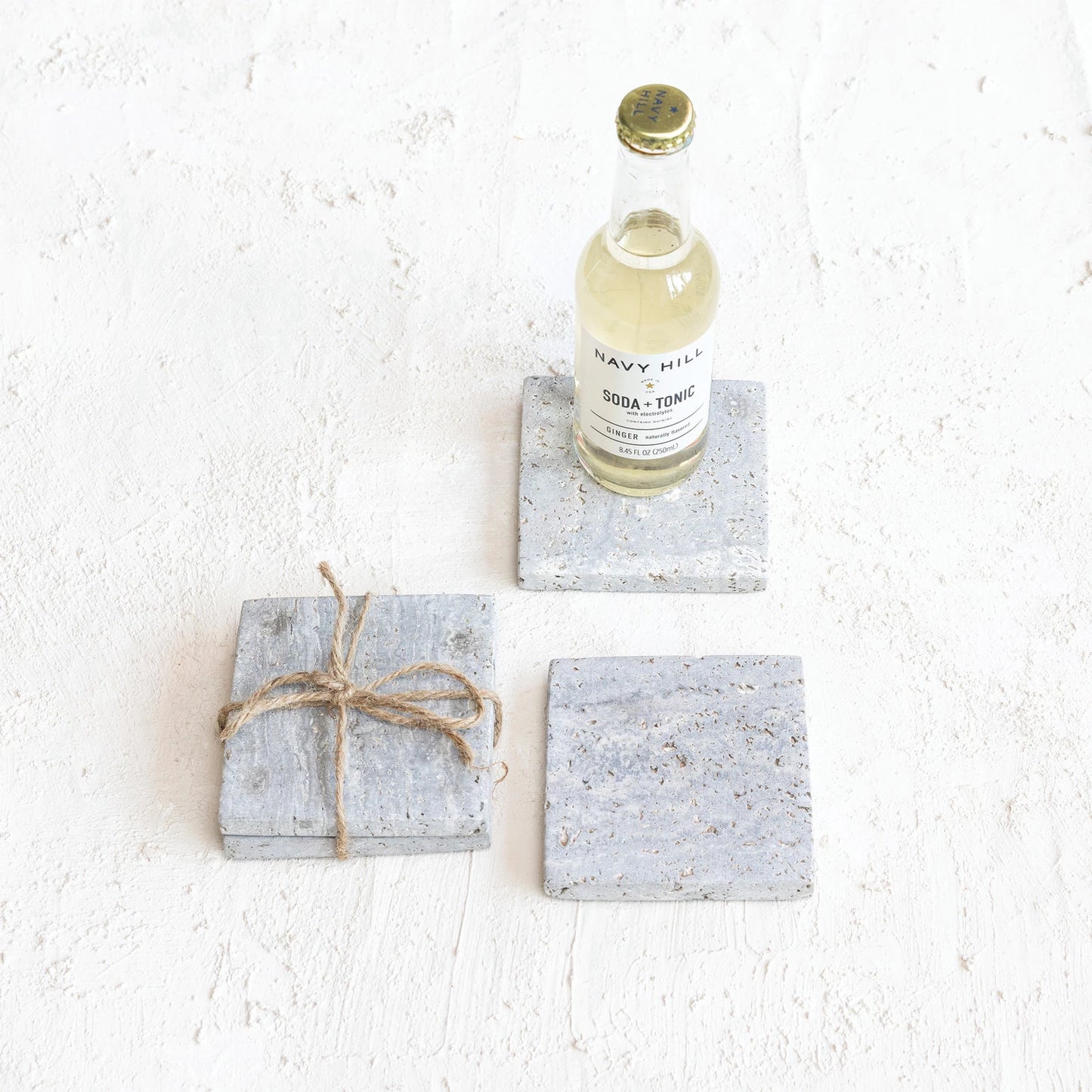 Square Travertine Coasters, Set of 4