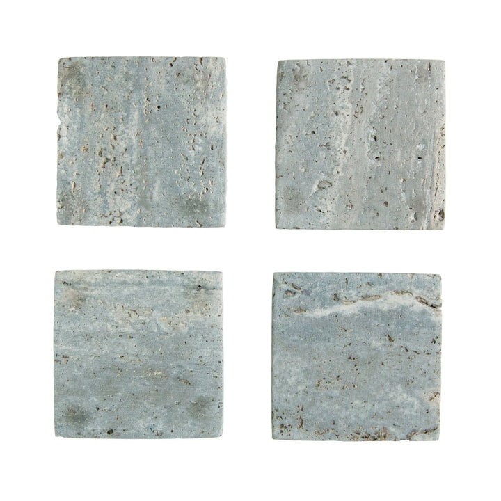 Square Travertine Coasters, Set of 4