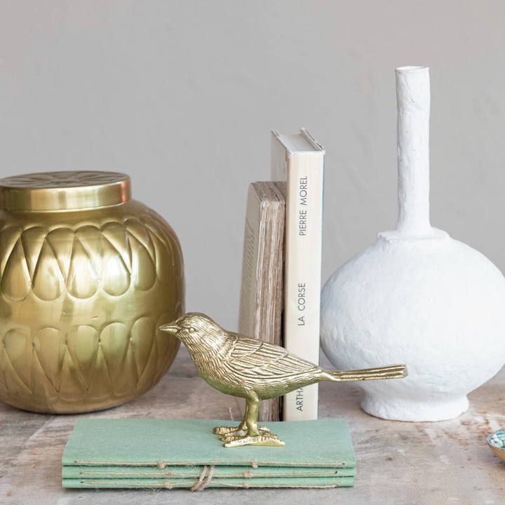 Cast Aluminum Bird Statue with Gold Finish