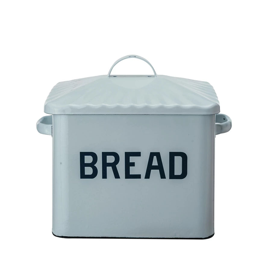 Enameled Bread Metal Box w/ Lid &amp; Handles