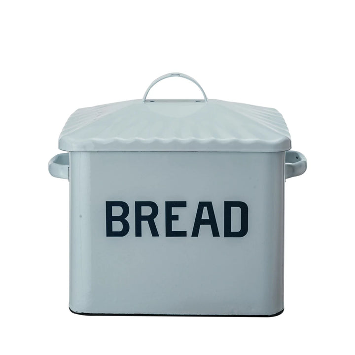 Enameled Bread Metal Box w/ Lid &amp; Handles