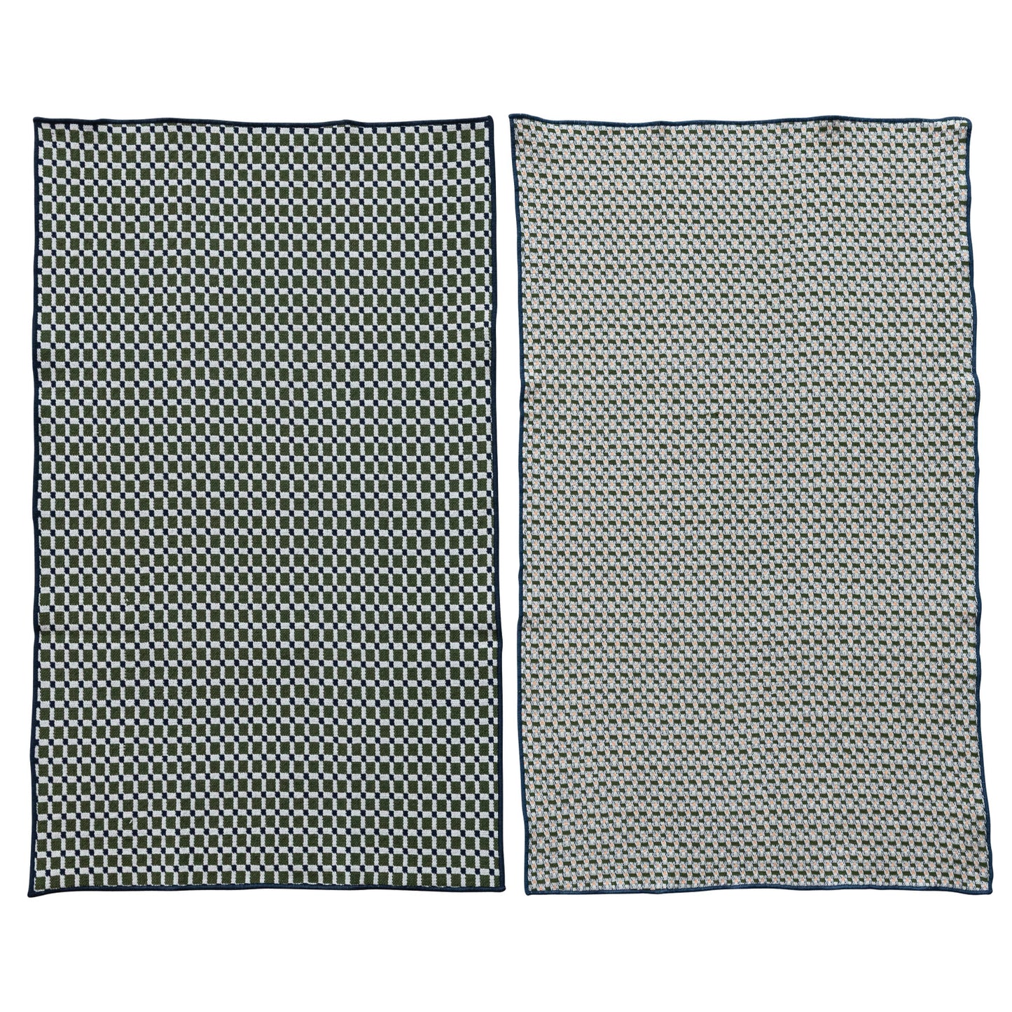 Woven Cotton Tea Towel with Pattern & Stitched Edge, 2 Styles