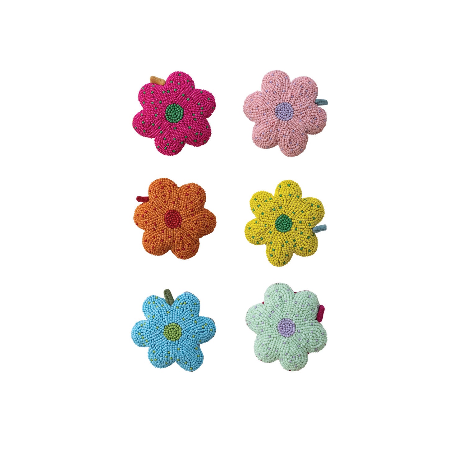 Creative Co-Op Handmade Glass Beaded Flower Tape Measure - 5 ft. Retractable