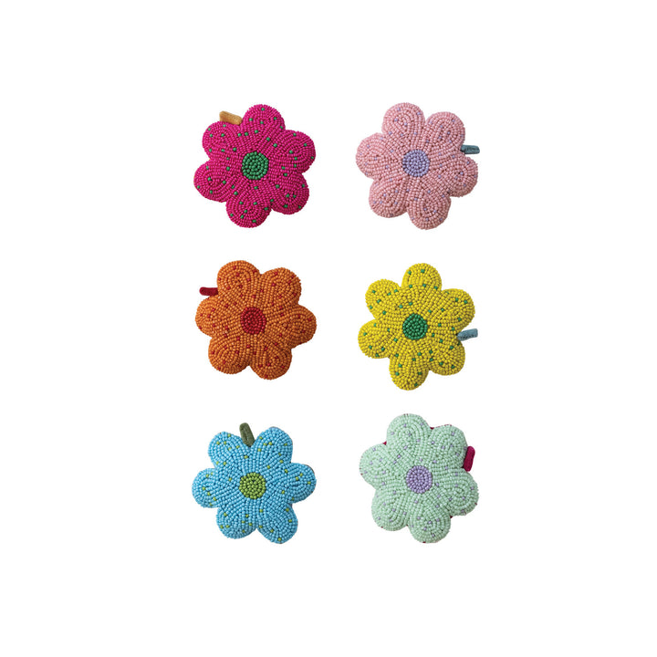 Creative Co-Op Handmade Glass Beaded Flower Tape Measure - 5 ft. Retractable