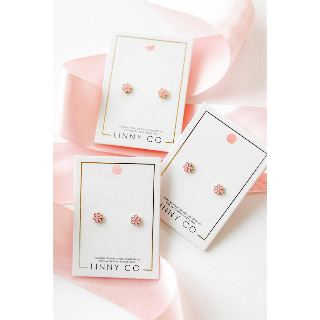 Screwback Stud Earrings - Alli Pink