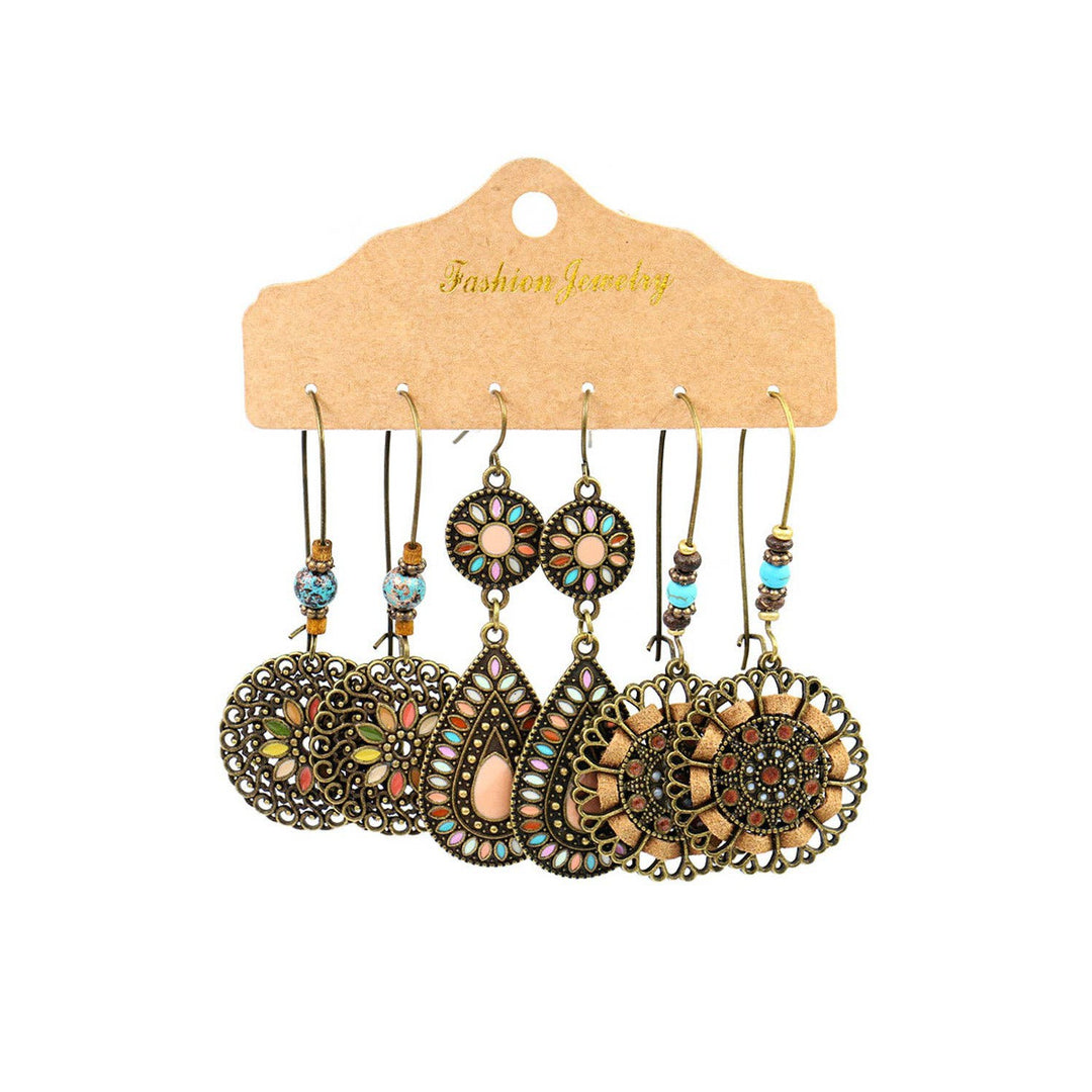 Gold Boho Retro Hollow Dangle Earrings Set
