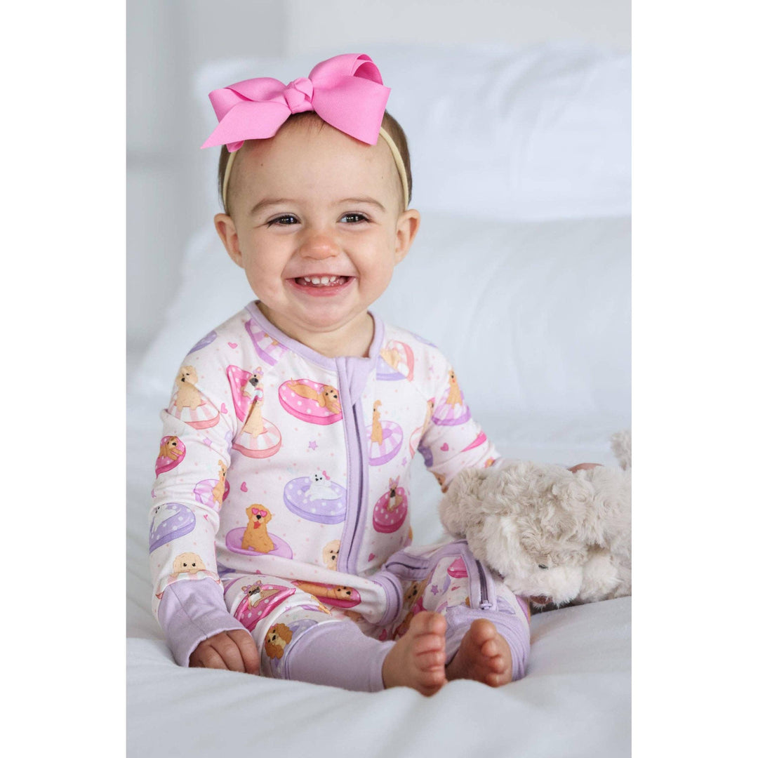 Convertible Zip Romper | Poolside Pups Pink
