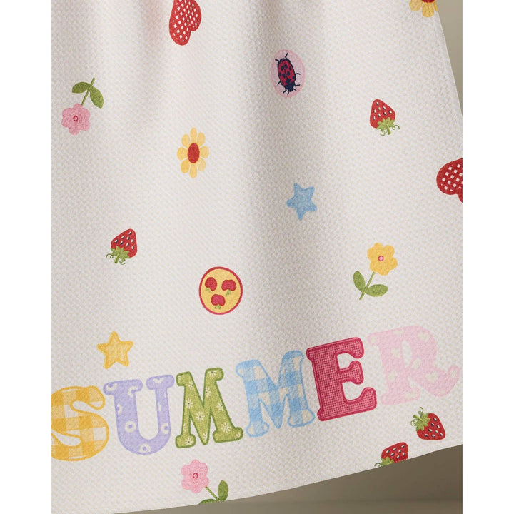 Close up of Geometry House Summer Alphabet Tea Towel Geoweave Fabric - Ultra Absorbent Quick Dry Recycled Microfiber