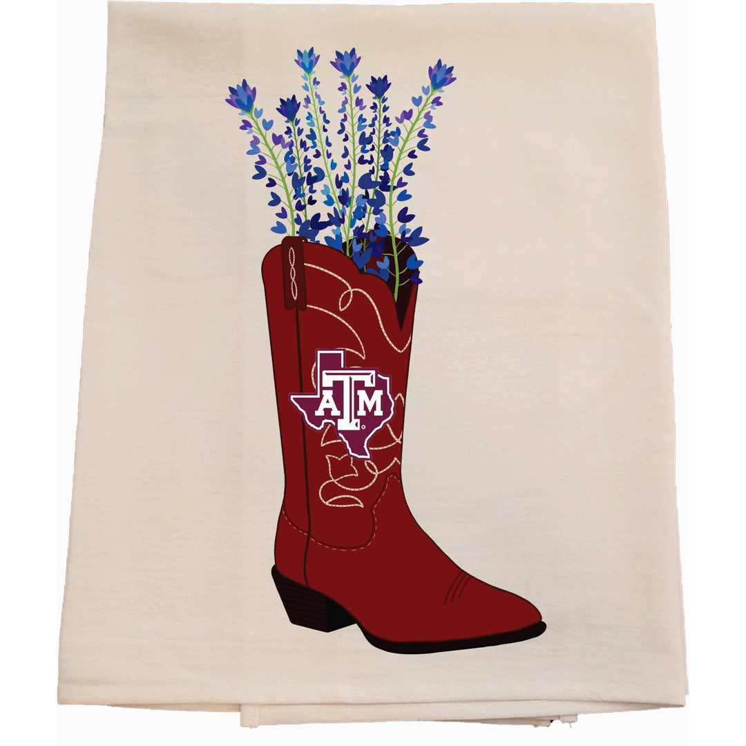 Aggie Bluebonnet Boot Tea Towel